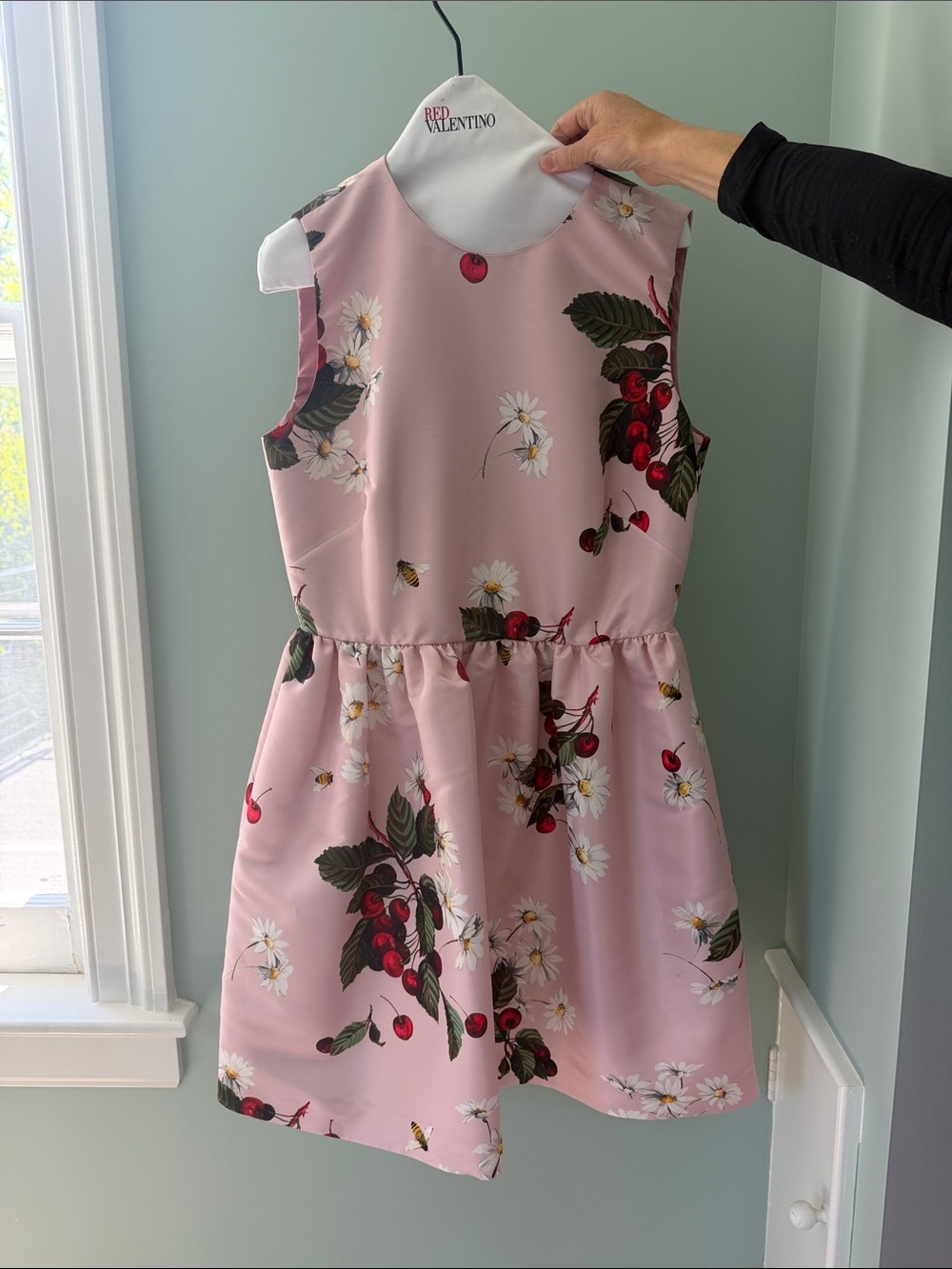 RED Valentino Pink Floral & Cherry Print Sleeveless Dress